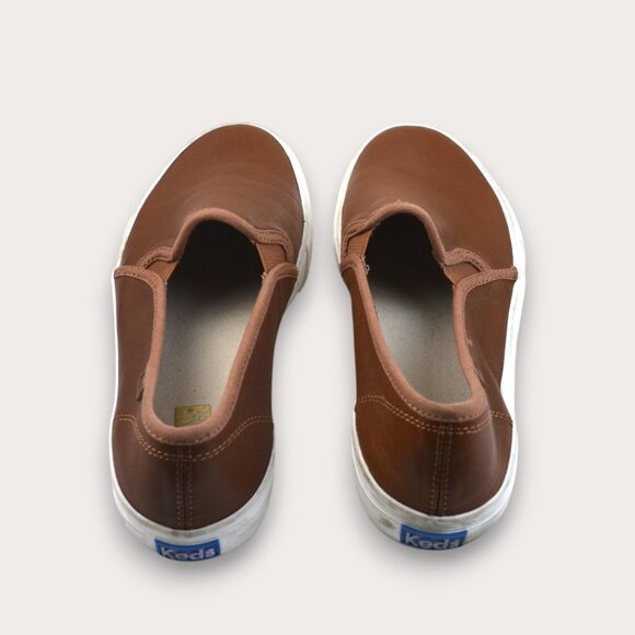Keds Double Decker Leather Slip On | Size 8 Brown| Slip On Sneaker - Picture 3 of 7